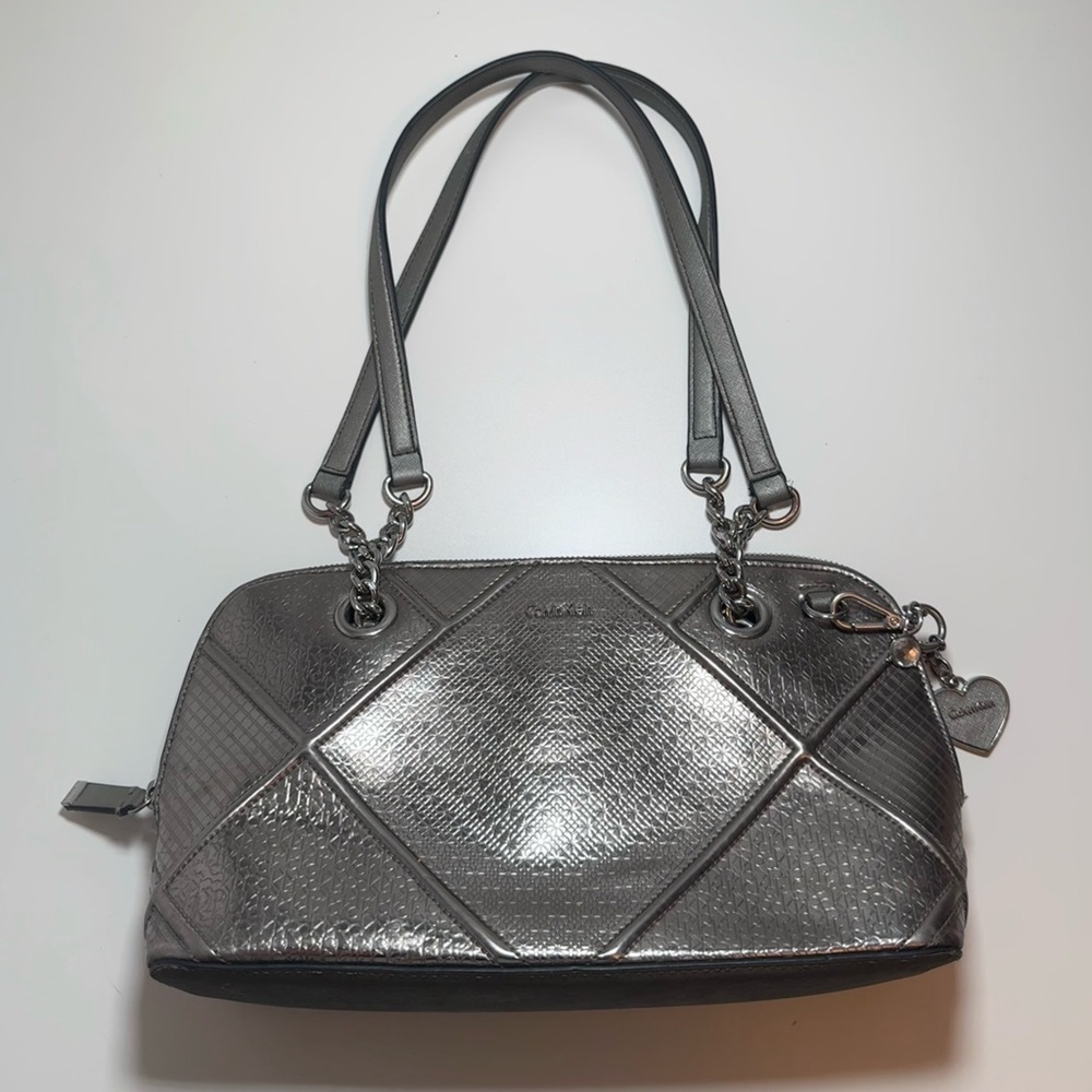 Calvin Klein Silver Metallic Embossed Bag